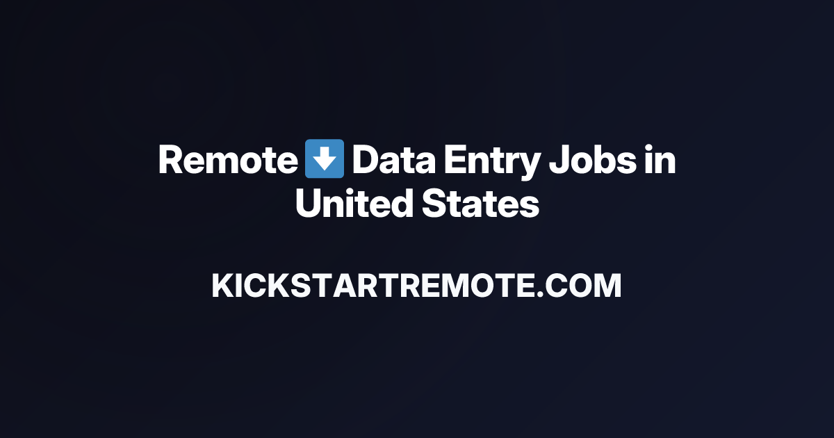 Remote ⬇️ Data Entry Jobs in United States | Work From Home Positions ...