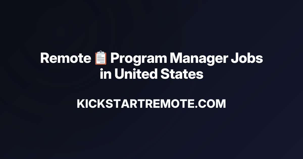 Remote 📋 Program Manager Jobs in United States | Work From Home ...