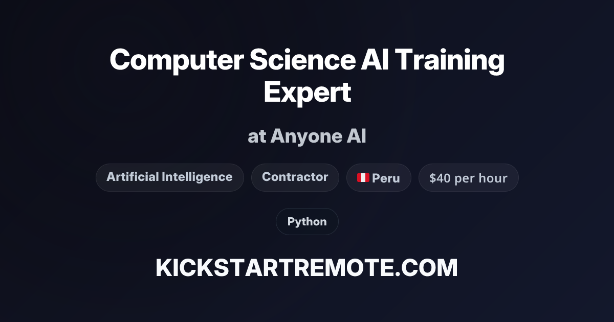 Computer Science AI Training Expert at Anyone AI | Remote Job ...