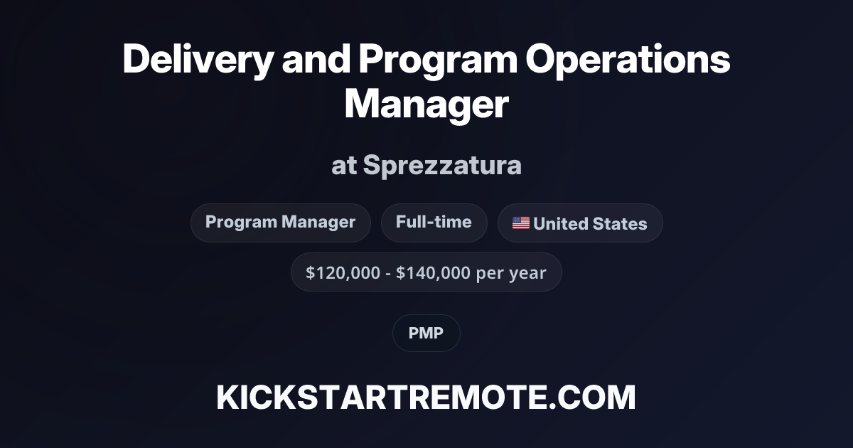 Delivery and Program Operations Manager at Sprezzatura | Remote Job ...