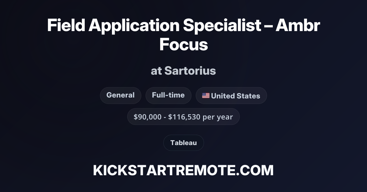 Field Application Specialist – Ambr Focus at Sartorius | Remote Job ...