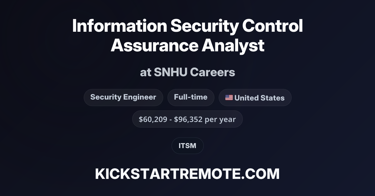 Remote Control Building Automation Information Security Control Assurance Analyst at SNHU Careers | Remote ...