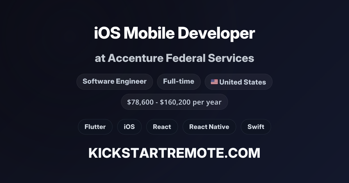iOS Mobile Developer at Accenture Federal Services | Remote Job ...