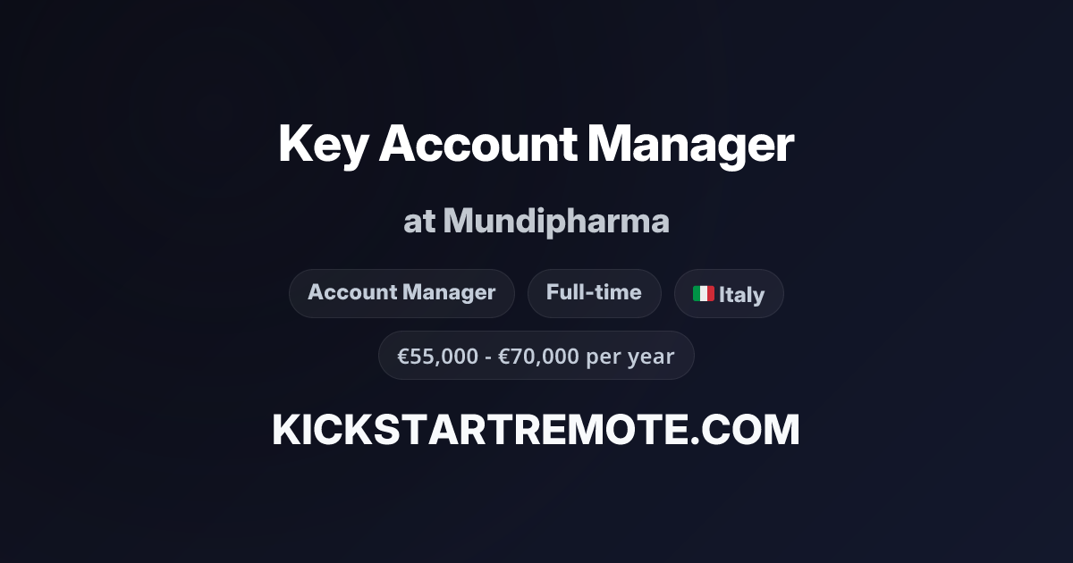 Thetis Key Manager Key Account Manager at Mundipharma | Remote Job | Kickstart Remote