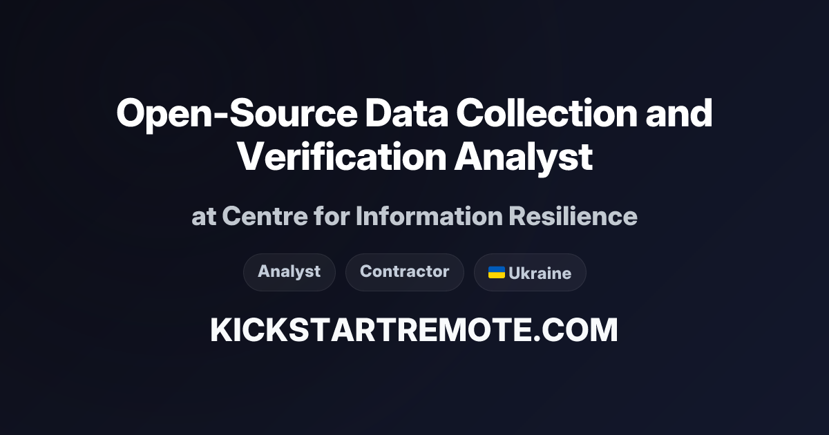 Open-Source Data Collection and Verification Analyst at Centre for ...