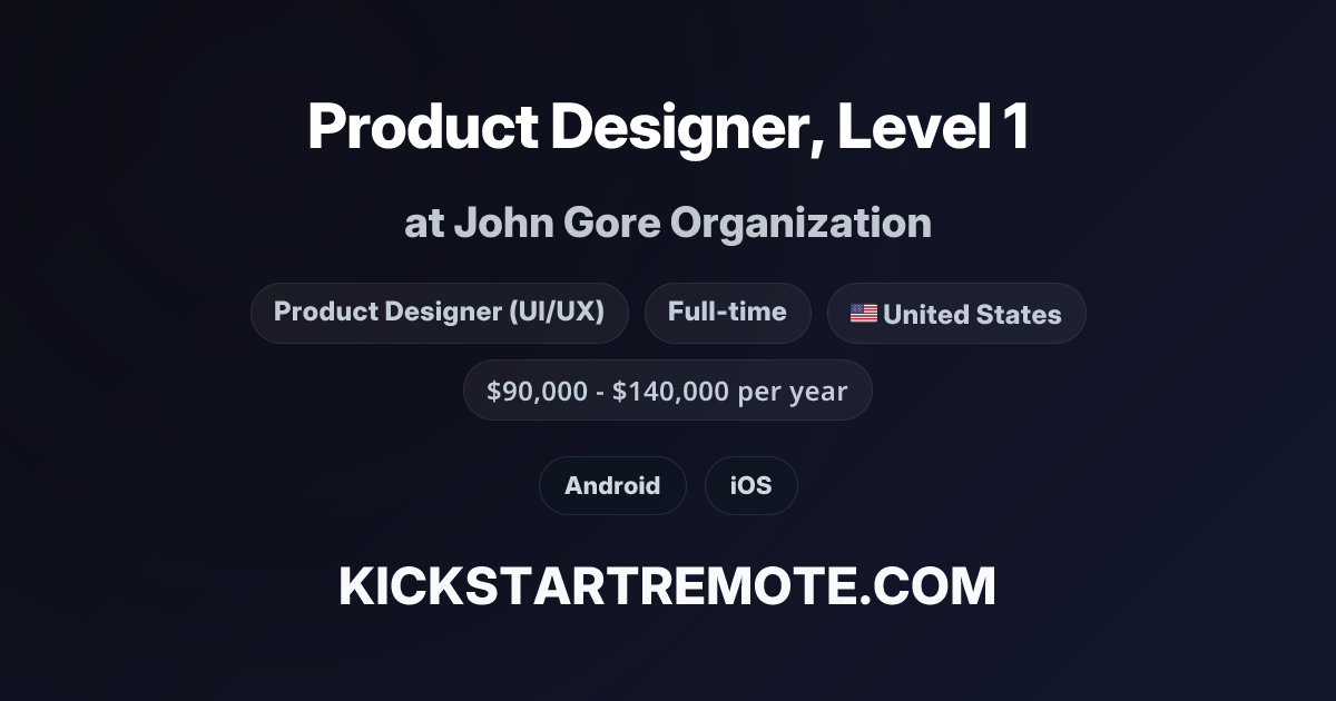 User Learning Levels Product Designer, Level 1 at John Gore Organization | Remote Job ...