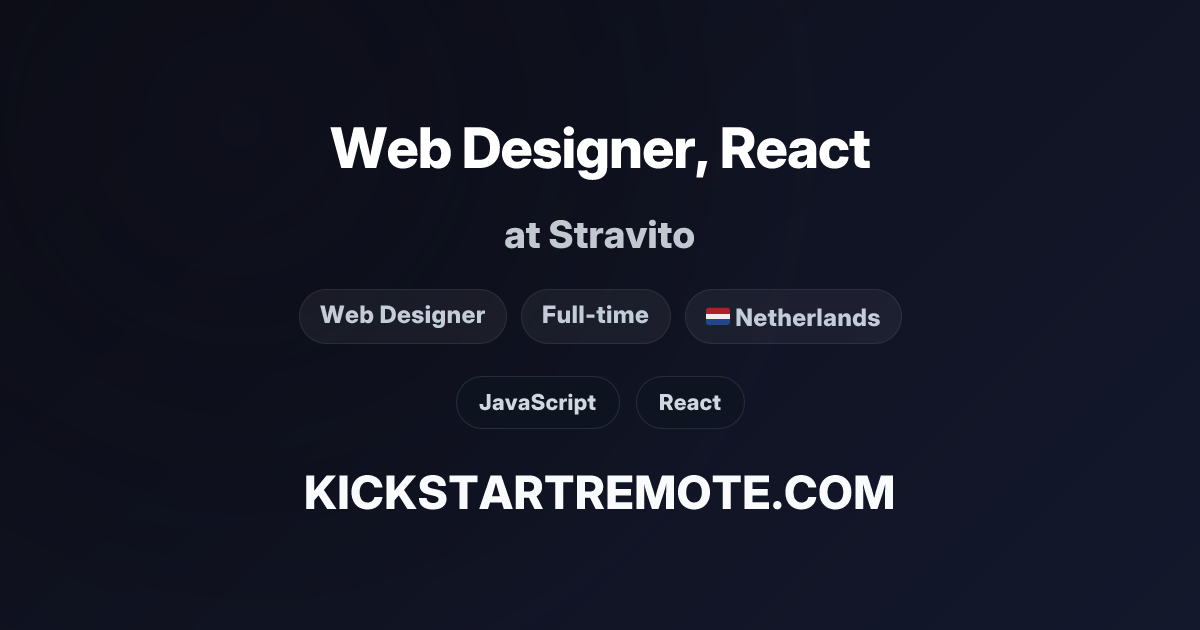Web Designer, React at Stravito | Remote Job | Kickstart Remote